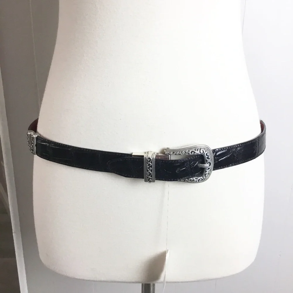 Vintage Brighton Red & Black Silver Reversible Belt New Size 32 M/L